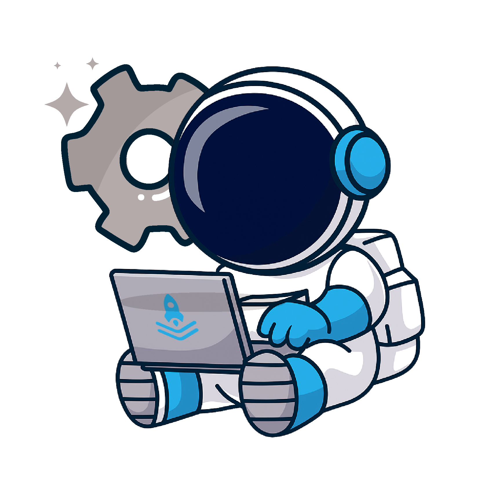 Orbit, the RocketFuel assistant, working at a laptop