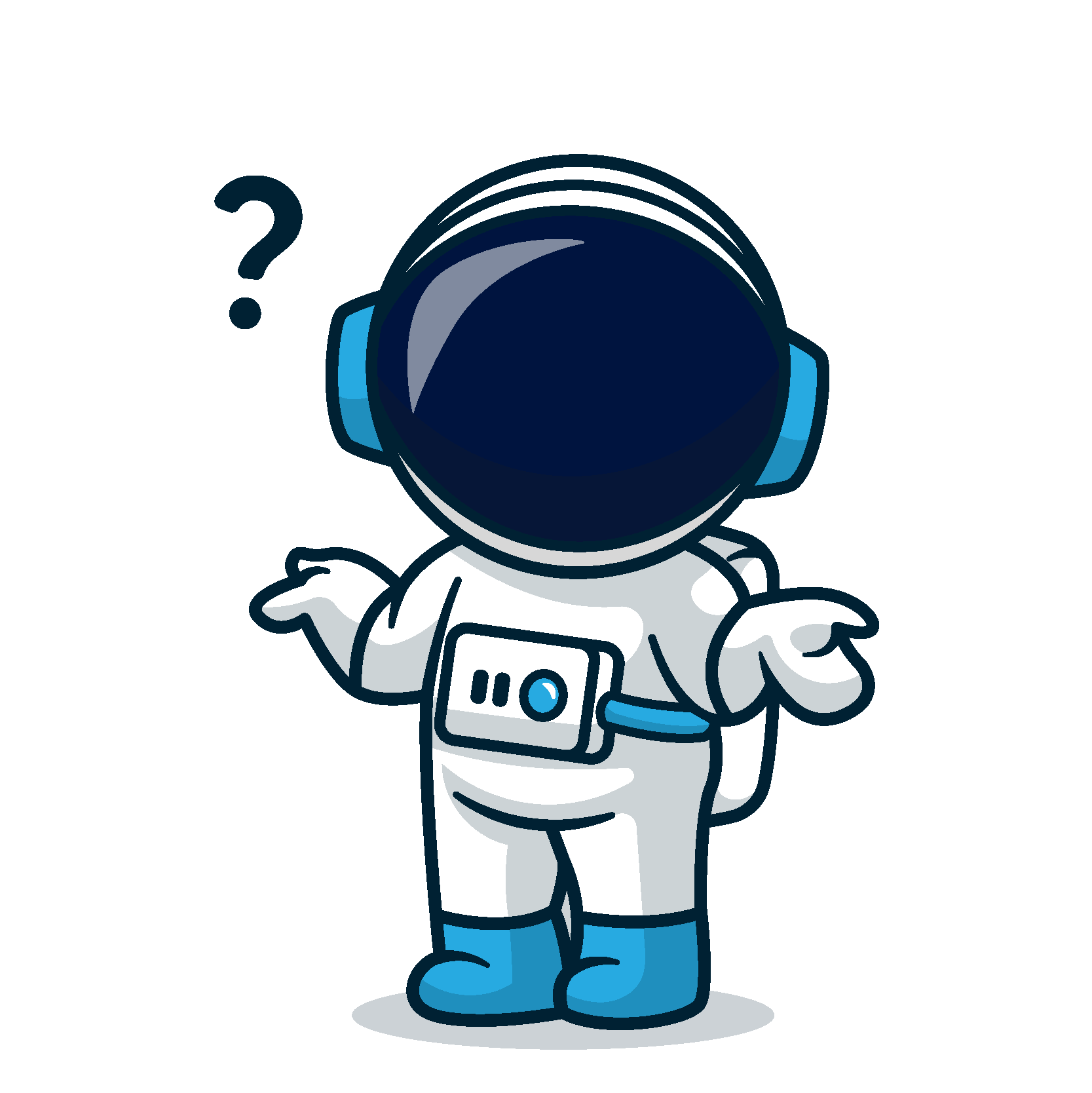Orbit, the RocketFuel assistant, shrugging beside a question mark